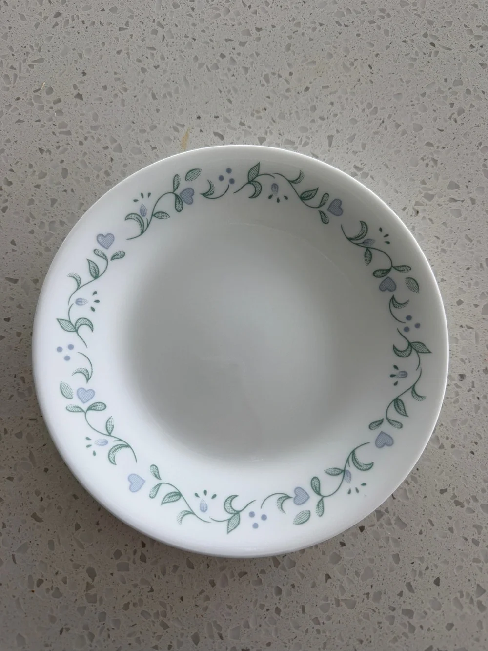 Corelle 3pcs White Ceramic 6.75 small plate with Green and Light Blue Flowers